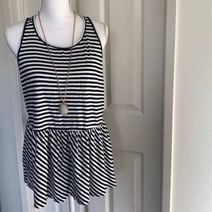 NWT BLACK STRIPED FLOWY TOP